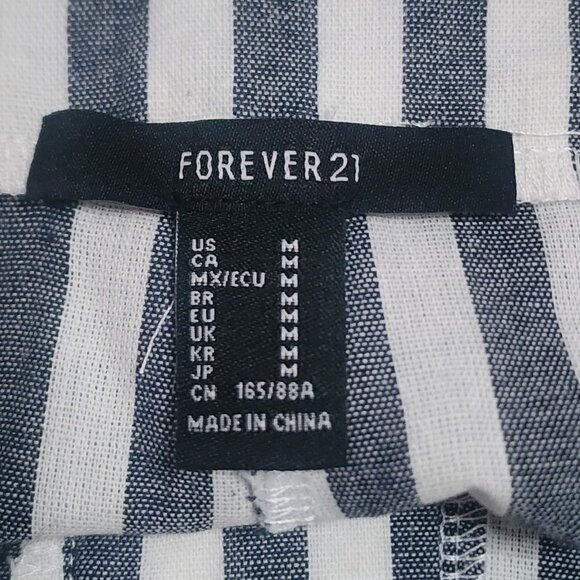 Forever 21 Pants Womens Size M Medium Gray White Striped Lightweight Beachy - Picture 4 of 6